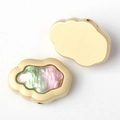 Detailed macro view of cloud shaped resin charms with gold frame for DIY jewelry - Matte Gold - Red Green