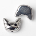 Pendentif tête de chat argenté avec strass noirs pour création de bijoux DIY et perles - Argent