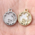 Creative alloy castle coin charms in gold and silver for DIY jewelry bracelets and necklaces - Random Mix