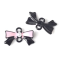 Détail de pendentifs nœuds en alliage émaillé avec perles pour bijoux DIY personnalisés - Noir rose