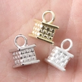 Three minimalist alloy diamond basket pendants in gold and silver finish for DIY jewelry making - Random Mix