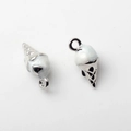 Macro shot of silver zinc alloy ice cream cone charms with white enamel glitter finish - Silver Tone