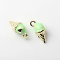 Macro detail of gold plated ice cream pendants with mint green enamel and heart pattern - Green (Gold Base)