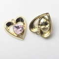 Détail de breloques en cristal de cœur rose avec base dorée pour création de bijoux DIY - Rose Or
