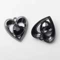 Détails de pendentifs cœur gunmetal avec pierres noires pour création de bijoux DIY - Plomb Noir Noir
