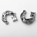 Macro shot of gunmetal alloy U-shape pendant with square crystal for DIY jewelry - Transparent / Gun Black Base