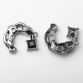 Gunmetal fluid lava charms with square black zircon inlay for DIY jewelry making - Black / Gun Black Base