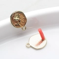 Detail of DIY floral alloy pendant with rose relief and Love lettering in khaki brown - Gold Tone Brown