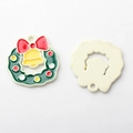 Macro view of colorful enamel Christmas wreath pendants with gold bells for DIY jewelry - Large Bell White Base