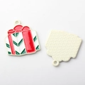 Detail of colorful enamel Christmas gift box charms with textured metal back and top loops - Gift Box Style