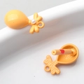 Detailed front and back view of yellow balloon earrings with pearls and bows for DIY - Balloon Bowknot Style / Orange