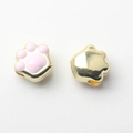 Detail of pink and gold alloy cat paw beads showing the side holes for DIY jewelry - Cat Paw Shape / Gold