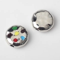 Detail of silver alloy beads with hammer finish and colorful enamel dots for DIY jewelry - Silver