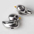 Detailed view of silver duck beads with yellow beaks for DIY jewelry making - Silver