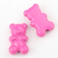Close-up of pink gummy bear charms for DIY jewelry making with smooth finish - 20 Pieces Set / Rose Red