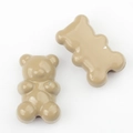 Close-up of khaki mini bear-shaped DIY charms with a glossy painted finish for jewelry making - 20 Pieces Set / Khaki/Earth Yellow