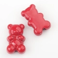 Close-up of glossy red resin bear beads for DIY jewelry making with smooth finish - 20 Pieces Set / Red