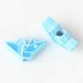 Detailed view of sky blue origami crane beads with hole for DIY jewelry making - Blue