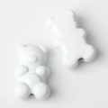 Detailed view of two white cartoon bear beads with polished finish for DIY jewelry making - 20 Pieces Set / Silver White
