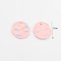 Vorder- und Rückansicht eines 22mm rosa Blumen-Mond-Anhängers für DIY-Schmuck - Rosa-Mond und Stern