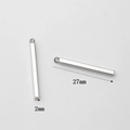 Accessorio ciondolo cuboide d'argento lucido con piccolo anello, 27mm per 2mm - 27mm Argentato (WSX-1441)