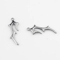 Detail of silver alloy branch pendants with liquid metal style for DIY jewelry making - Lead Black