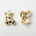 Vorder- und Rückansicht des goldenen Teddybär-Anhängers mit schwarzen Emaille-Pfoten - Goldbasis Schwarz