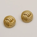 Pendientes de botón con nudo en espiral dorado minimalista y textura de cuerda cepillada - Estilo de Nudo Espiral Redondo (EH12051)