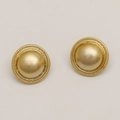 French vintage style gold braided round stud earrings with a matte textured center - Matte Gold Twisted Rope Style (EH12049)