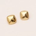 Vintage style square gold stud earrings with brushed metal texture for women - Square Rounded Brushed Style (EH12048)
