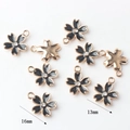 Enamel cherry blossom flower charms with rhinestones for DIY jewelry making in 13mm and 16mm - Black