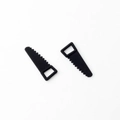 Detail of two mini black saw-shaped pendants with top loops for DIY jewelry making - Black