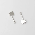 Detail view of two silver alloy axe pendants for DIY jewelry making and crafts - Silver