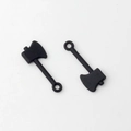 Macro view of matte black axe-shaped charms for DIY jewelry and punk accessories - Black
