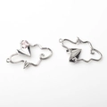 Detail of silver alloy cloud and paper airplane charms with pink gemstone for DIY jewelry - Silver/Pink Rhinestone