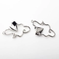 Detail of silver cloud and paper plane charms with black crystal for jewelry making - Silver/Black Rhinestone