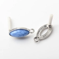 Connettore a marquise in lega d'argento con resina effetto marmo per orecchini DIY - Motivo Blu Medio