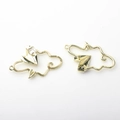 Detailed view of gold alloy cloud and paper airplane pendants with inlaid cubic zirconia - Gold/White Rhinestone