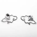 Macro detail of alloy cloud and paper plane charms with black rhinestone for DIY jewelry - Gunmetal/Black Rhinestone