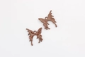 Detailed view of chocolate brown lava butterfly pendants in drip oil alloy with top ring - Dark Brown