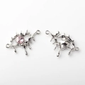 Lava style silver alloy eye pendant with pink gemstone for DIY jewelry making - Eye Shape (WSX-1642) / Silver Pink Rhinestone