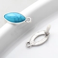 Dettaglio della base per orecchini marquise in lega d'argento con pietra in resina blu - Motivo Blu Lago Scuro