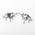 Silver lava style eye charm with green gemstone for DIY jewelry making and earring design - Eye Shape (WSX-1642) / Silver Green Rhinestone