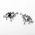 Detail of alloy eye pendant charms with black faceted stone in fluid lava style - Eye Shape (WSX-1642) / Black Silver Black Rhinestone
