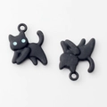 Détails de breloques chat noir mat avec yeux bleus pour la création de bijoux DIY - Noir