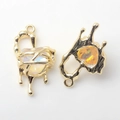 Ciondolo cuore stile lava dorata con opale cangiante per creazione gioielli fai-da-te - Base Oro Strass Giallo