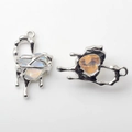 Pendaglio a cuore d'argento irregolare con pietra di luna iridescente per gioielli - Base Argento Pietra Blu Gialla