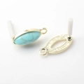 Macro detail of marquise turquoise charms with golden alloy frames for DIY earrings - Greenish Blue (Textured)