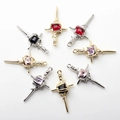 Gothic dagger sword pendants with colorful square gems for jewelry making and DIY - Random Mixed
