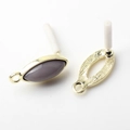 Detail of vintage golden alloy oval jewelry connectors for DIY handmade earring making - Gray